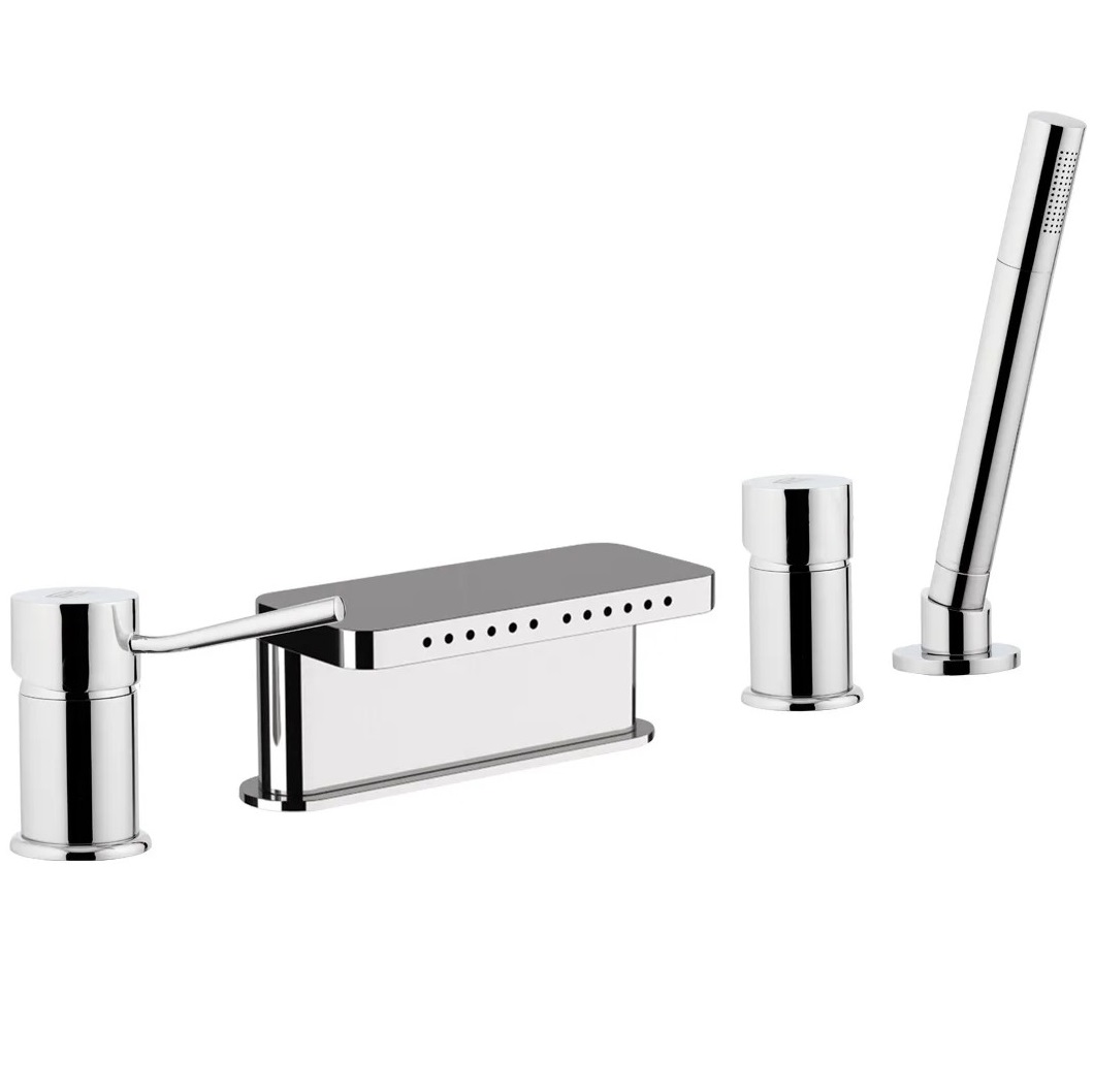 Смеситель для ванны и душа Remer Minimal N06317MM (хром), на борт ванны, с душевым гарнитуром