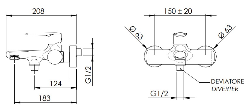 Смеситель для ванны Remer Vanity V05 (хром)