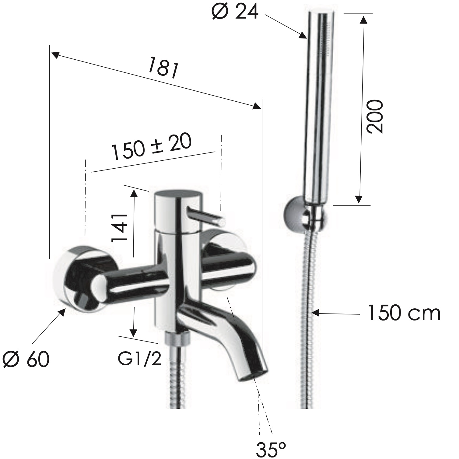 Смеситель для ванны Remer X Style X02RL (медь), с изливом