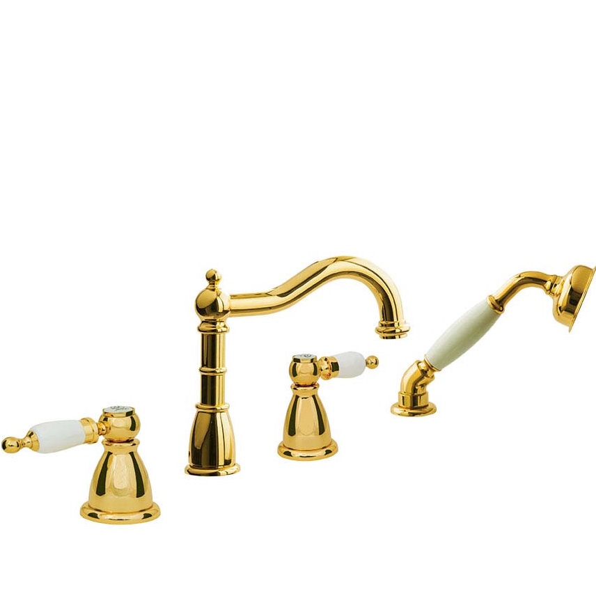 Смеситель на борт ванны Boheme Oro 395 (золотой), с изливом