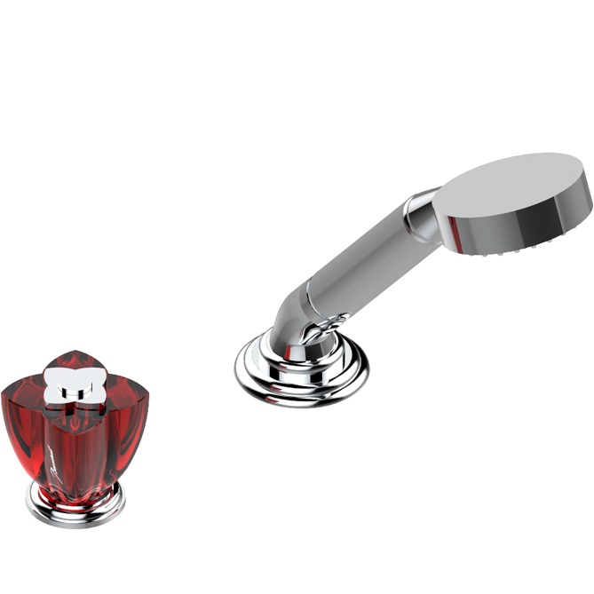 Смеситель на борт ванны THG Petale de Cristal rouge U6C-A02-6532/60A (хром, красный хрусталь), без излива