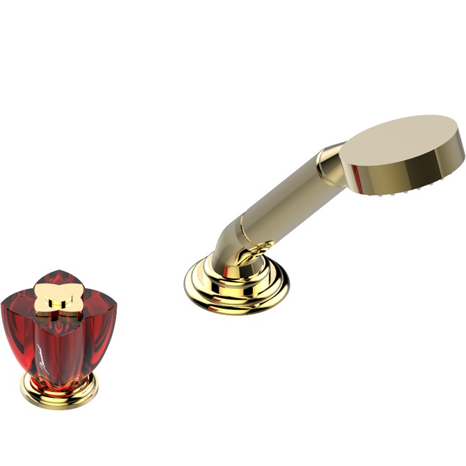 Смеситель на борт ванны THG Petale de Cristal rouge U6C-F01-6532/60A (золотой, красный хрусталь), без излива