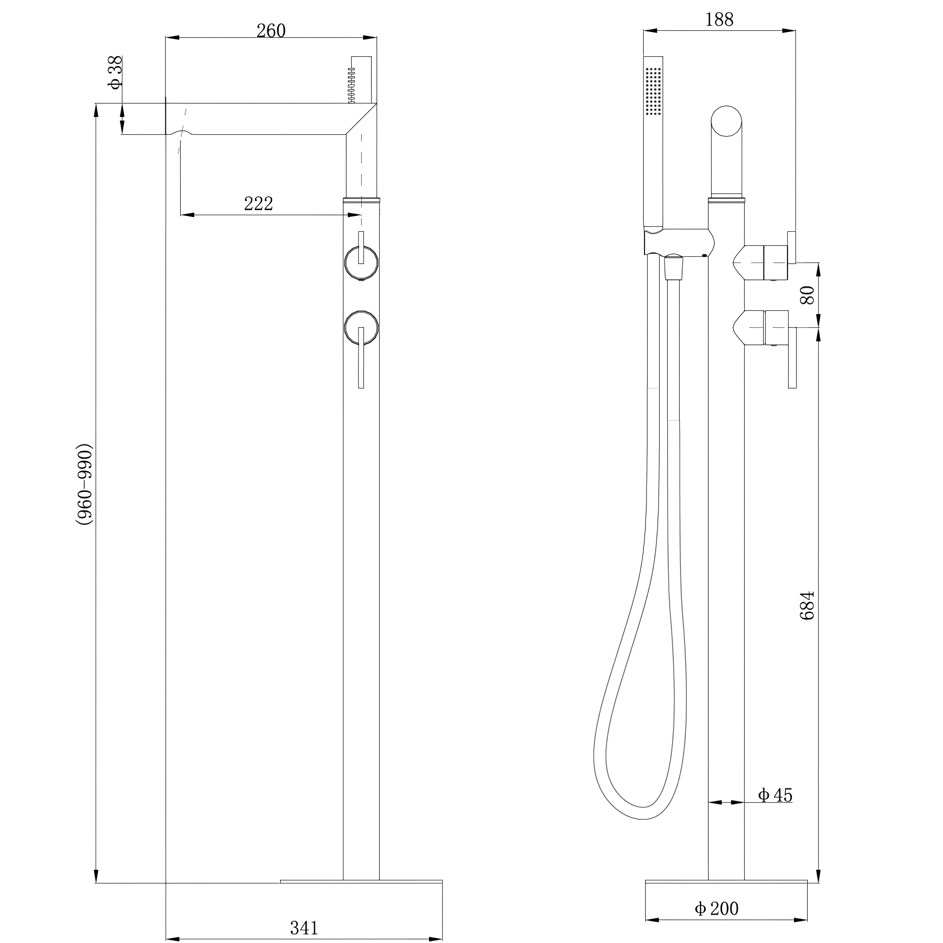 Смеситель напольный для ванны Abber Perfekte 316 AF8A15BST (сталь брашированная)