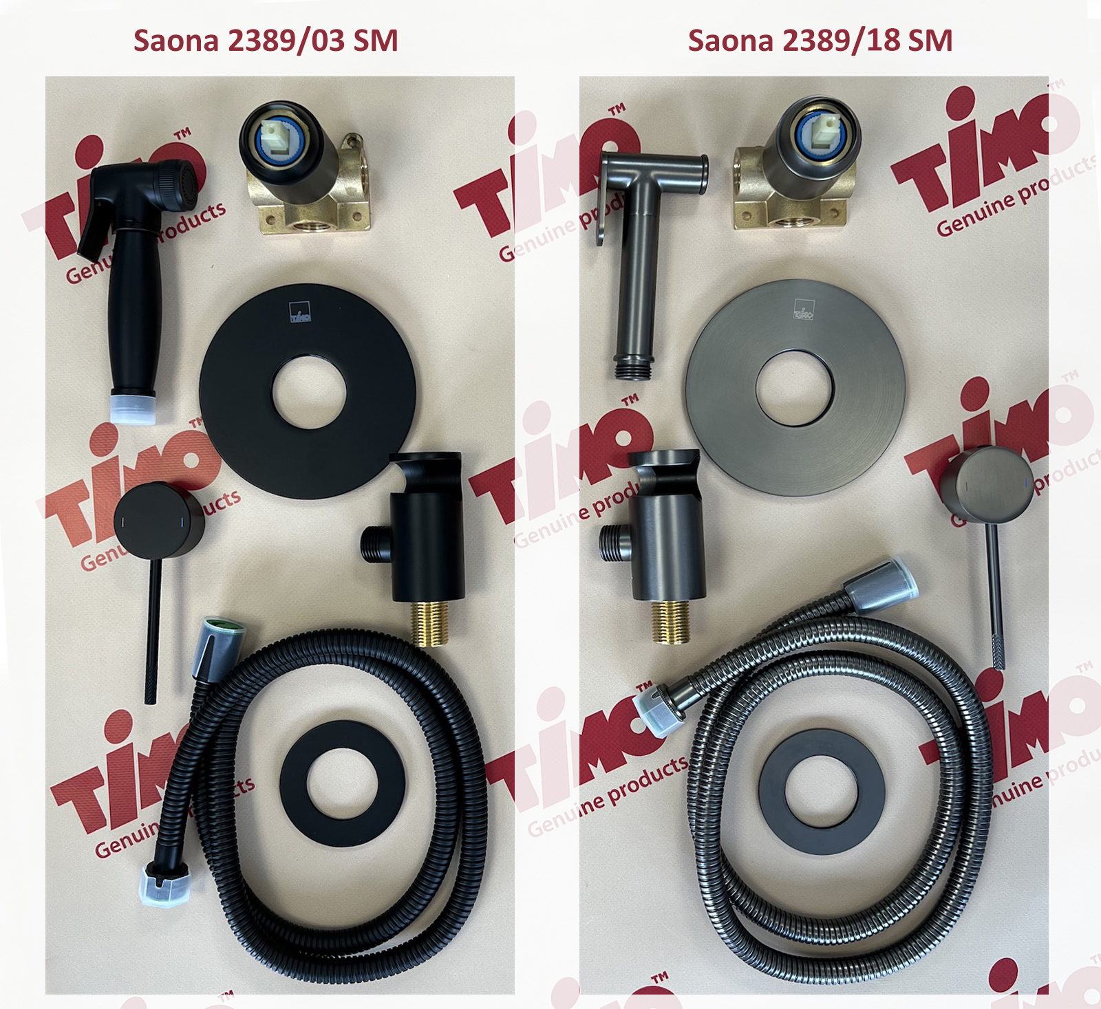 Смеситель встроенный с гигиеническим душем Timo Saona 2389/18SM (черное золото)