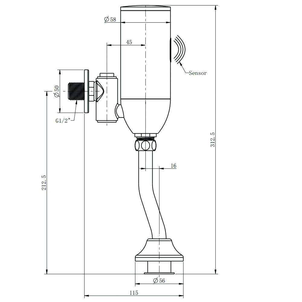 Смывное устройство для писсуара Raiber Sensor RSF88307 (хром)