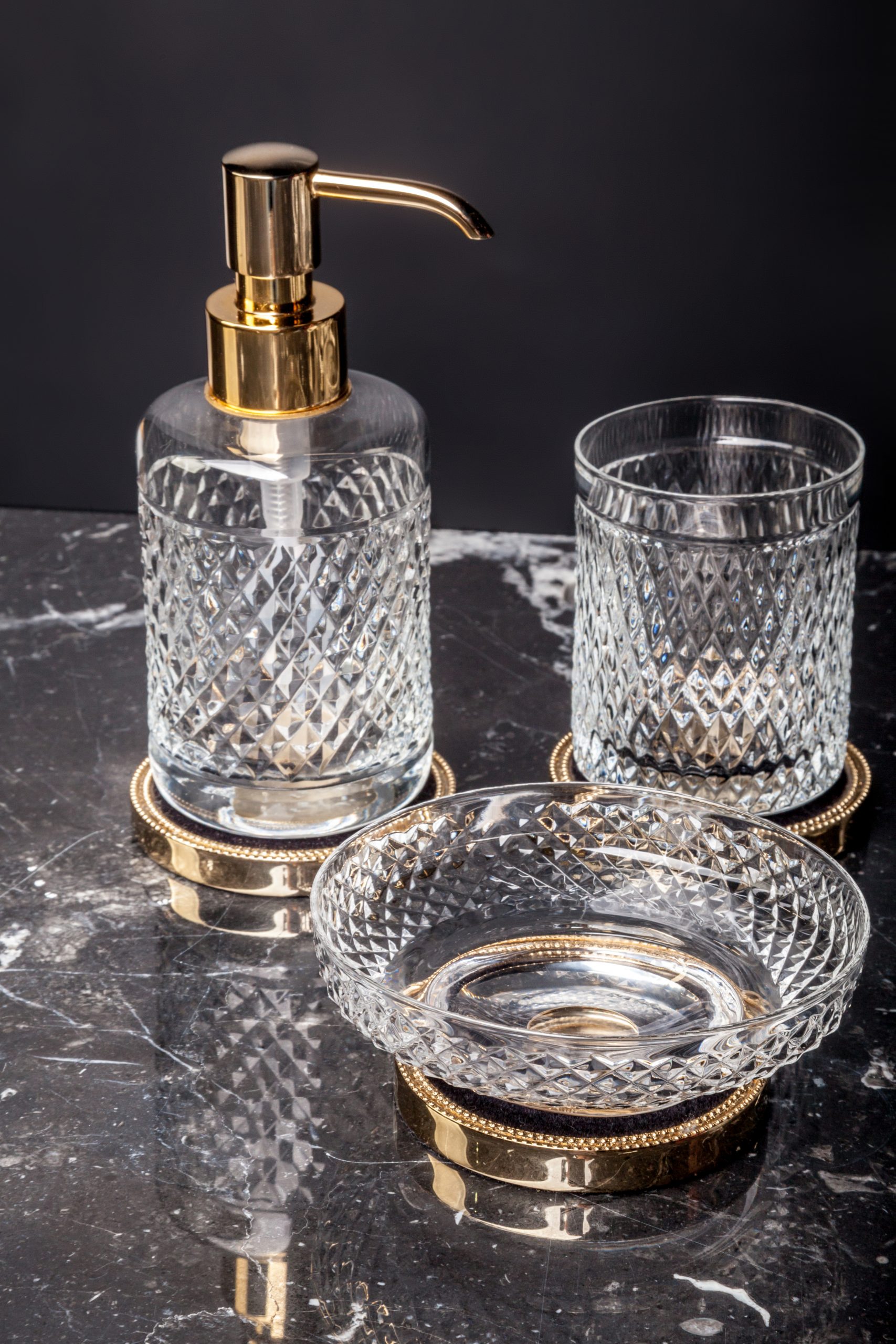 Стакан для зубных щеток настольный Boheme Murano Cristal 10218 (золотой)