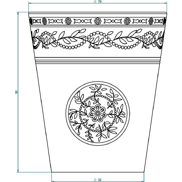 Стакан фарфоровый настольный THG Marquise noir decor Or A7F-A02-4608 (золотой, черный, белый)