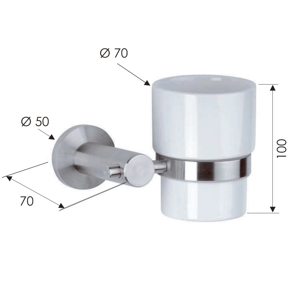 Стакан Remer Minimal Inox Mi15INOXCR (хром, белый), настенный
