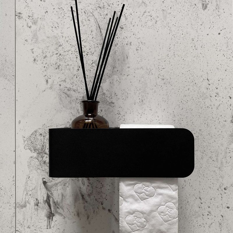  Бумагодержатель с полкой Tezza Rollo Flex (черный), бумага справа