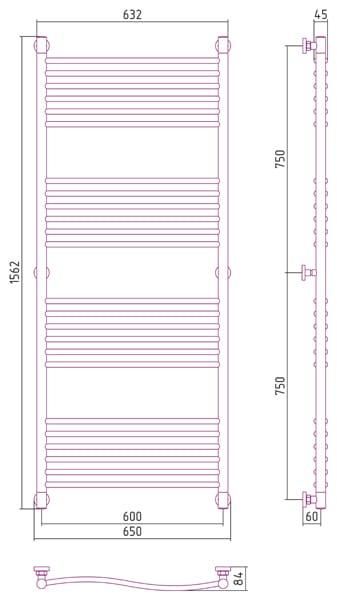 Полотенцесушитель водяной Сунержа Флюид 00-0222-1560 150x60