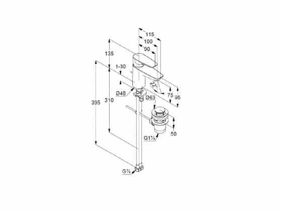 Смеситель для раковины Kludi Pure & Solid 343820575