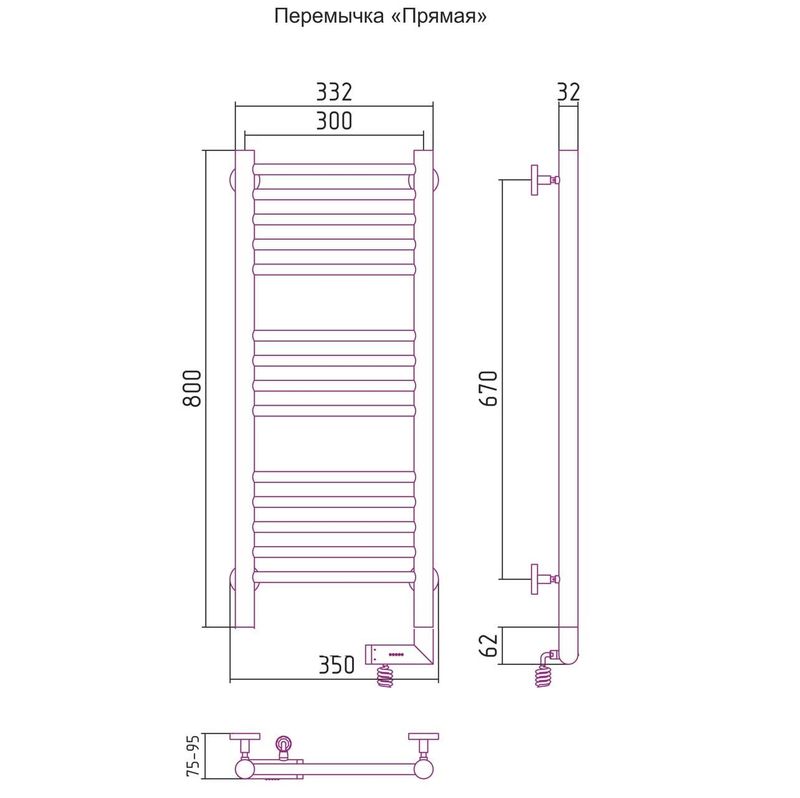 Полотенцесушитель электрический Сунержа Богема 2.0 правый 00-5205-8030 80x30