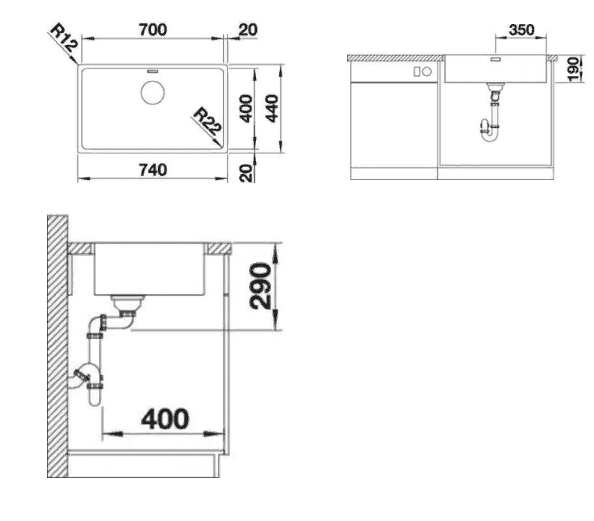 Мойка кухонная Blanco Andano 700-IF 522969 74х44