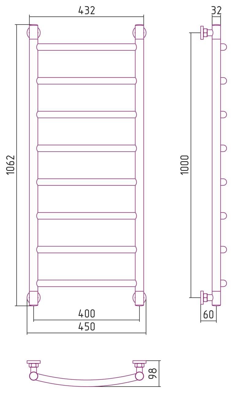 Полотенцесушитель водяной Сунержа Галант+ 00-0200-1040 100x40