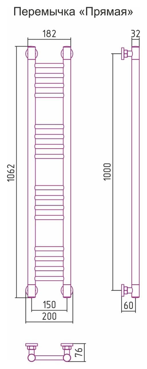 Полотенцесушитель водяной Сунержа Богема+ 00-0220-1015 100x15