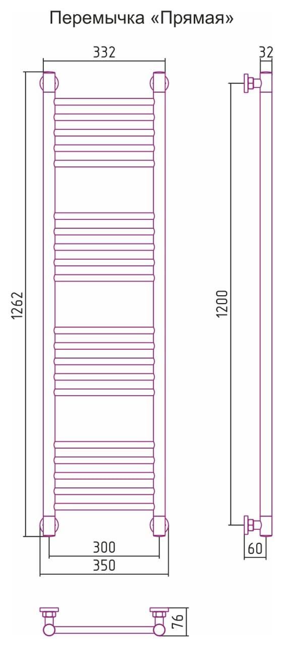 Полотенцесушитель водяной Сунержа Богема+ 00-0220-1230 120x30