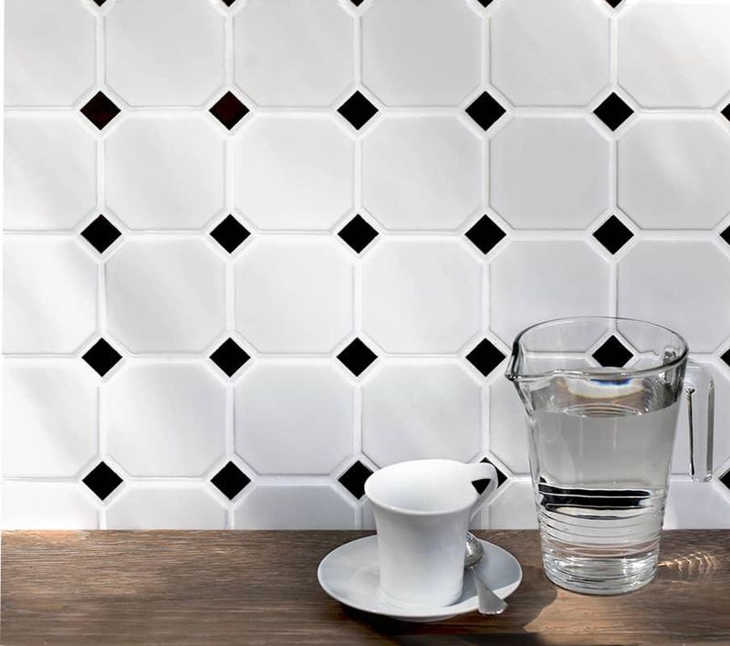 Мозаика Starmosaic Octagon Big White/Black Matt (CLA006) 30х30