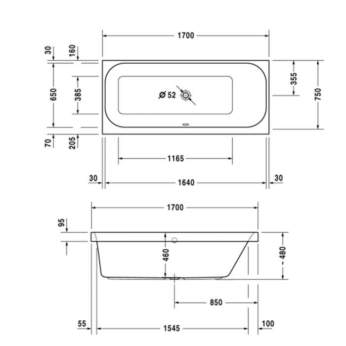 Ванна встраиваемая Duravit Happy D2 700313000000000 170x75