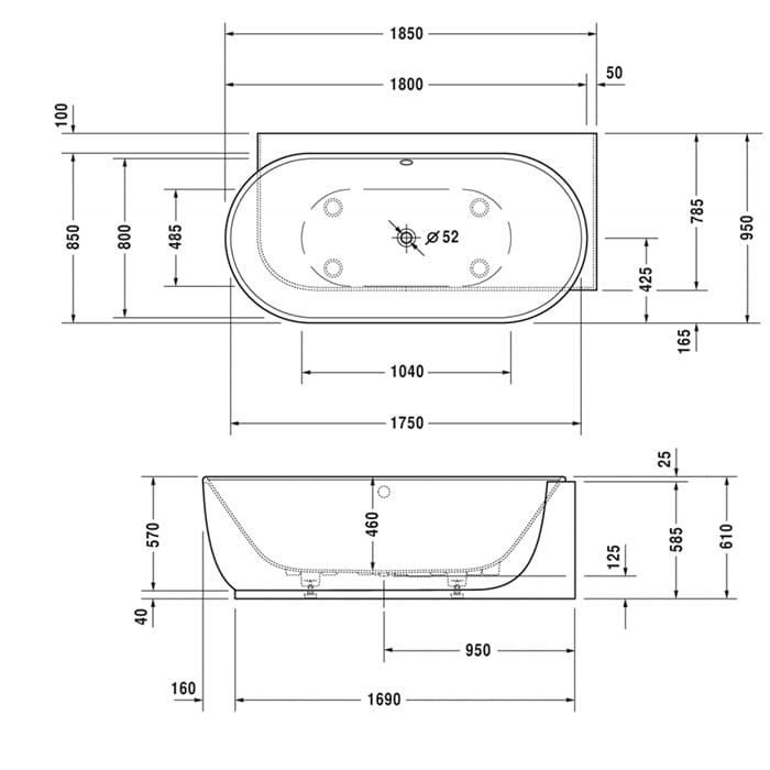 Ванна гидромассажная Duravit Luv 760432000AS0000 185x95