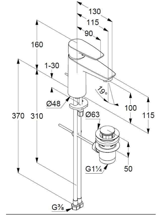 Смеситель для раковины Kludi Pure & Solid 342900575