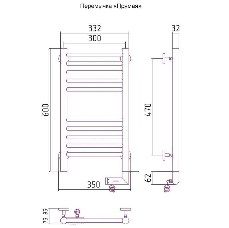 Полотенцесушитель электрический Сунержа Богема 2.0 правый 00-5205-6030 60x30