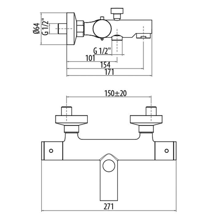 Смеситель для ванны Gattoni Termostatici TS21022C0