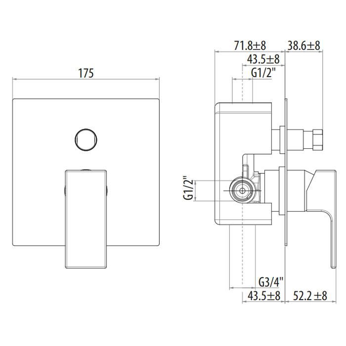 Смеситель для душа Kubik Bianco Opaco 2534/25BOCH