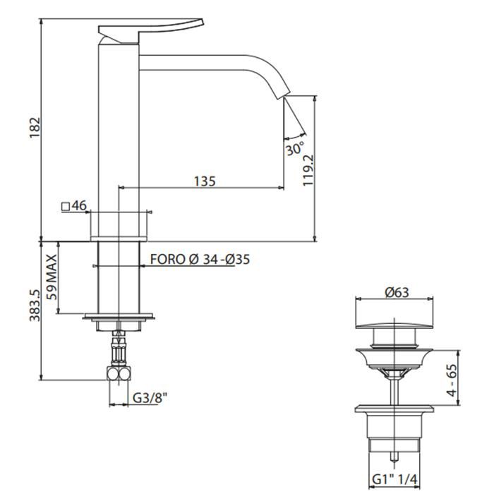 Смеситель для раковины Gattoni Ely 8844/88C0 cr