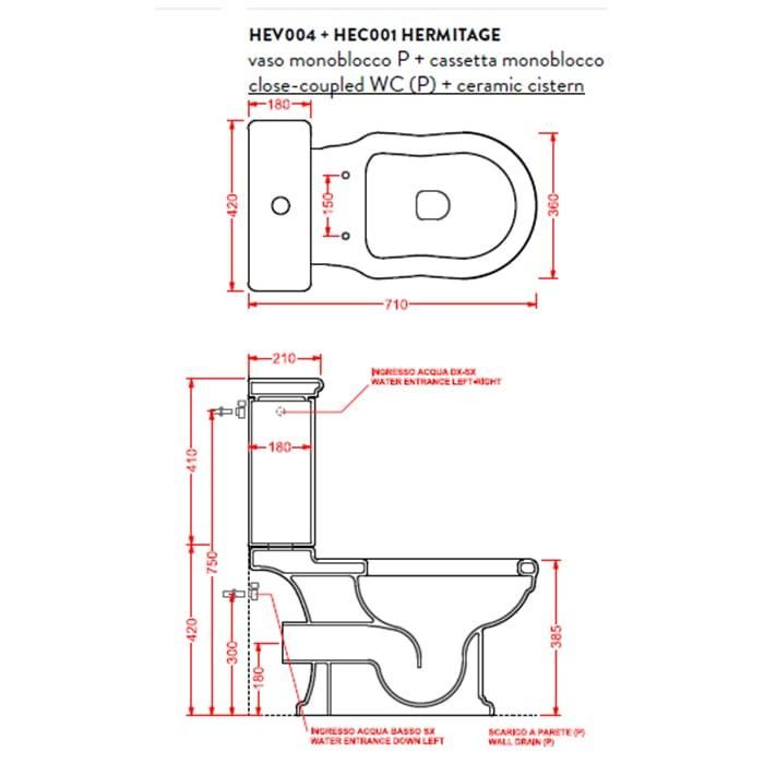 Бачок для унитаза Artceram Hermitage HEC001 01 00/ EE04 bi 42х41