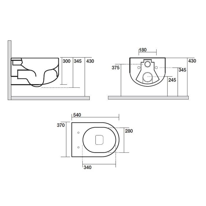 Унитаз подвесной Kerasan Flo 311101 54х37