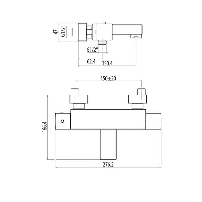 Смеситель для ванны Gattoni Termostatici TSQU20200C0cr