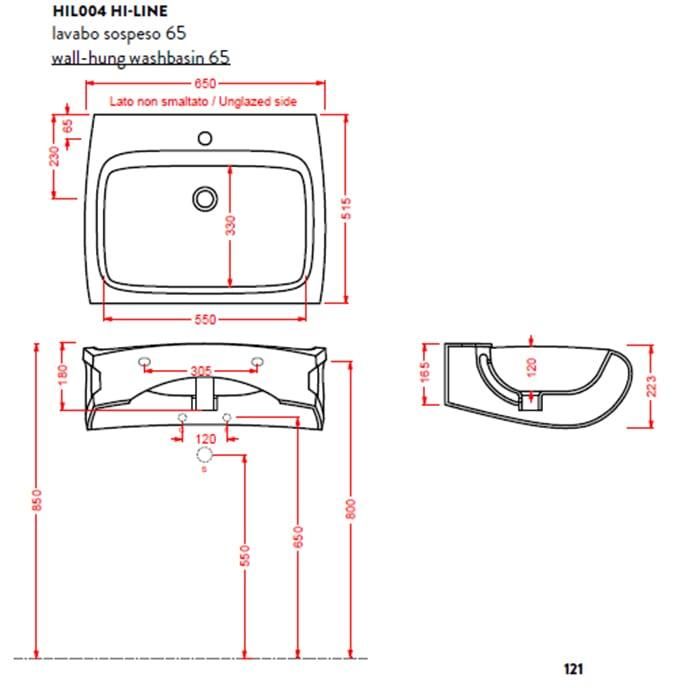 Раковина подвесная Artceram HI-Line HIL004 03 00 nero*1 65х50