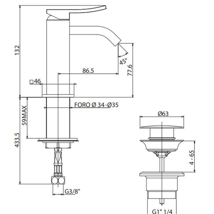 Смеситель для биде Gattoni Ely 8850/88С0 cr