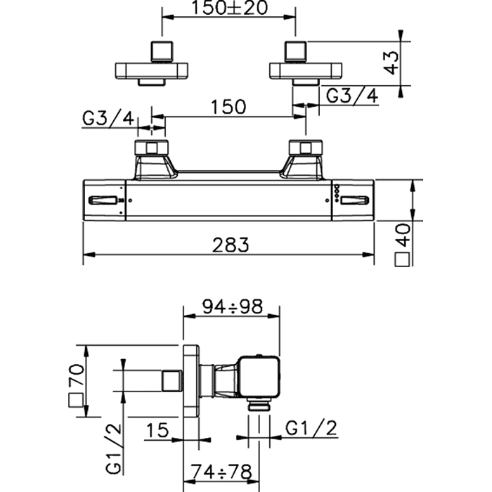 Смеситель для душа Cisal Cubic CUT0102021