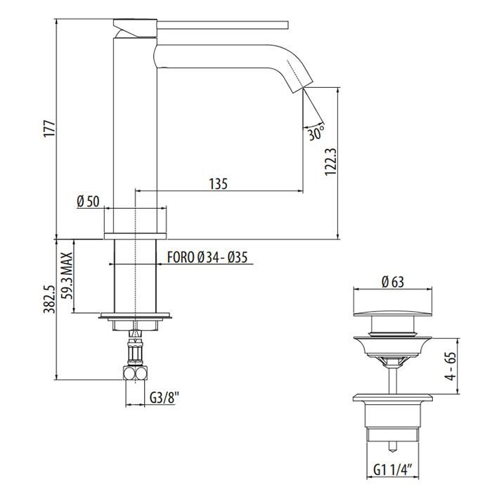 Смеситель для раковины Gattoni Circle Two 9144/91C0 cr