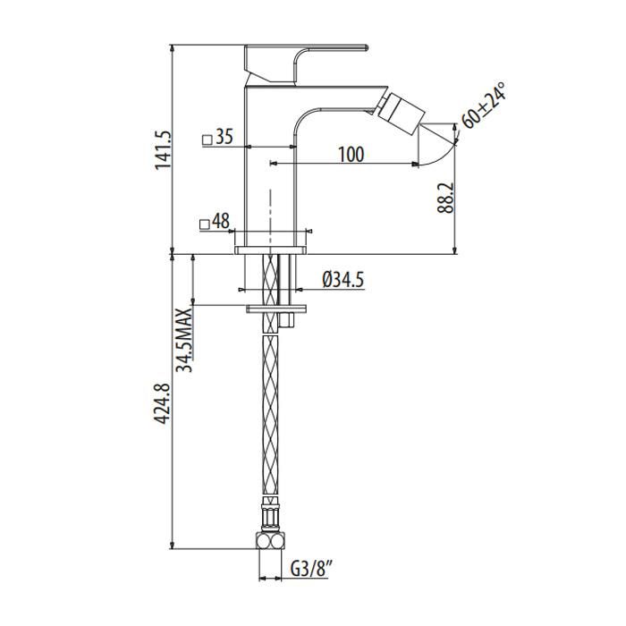 Смеситель для биде Gattoni Kubik 2564/25C0