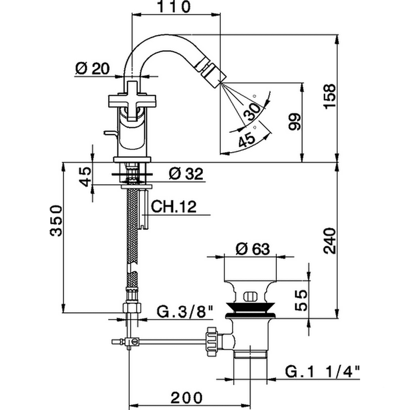 Смеситель для биде Cisal Barcelona Quad BQ00155021