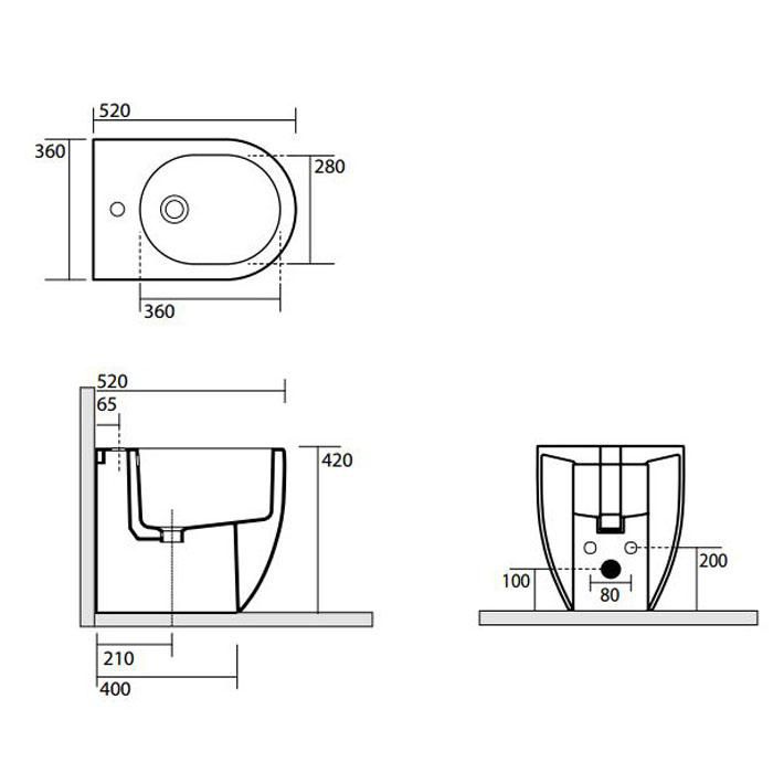 Биде напольное Kerasan Flo 312001*1 52х36
