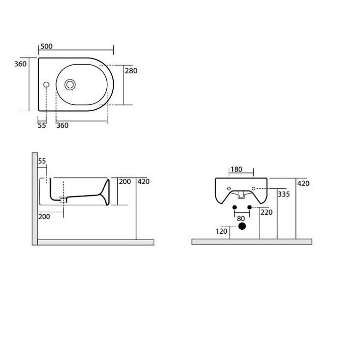 Биде подвесное Kerasan Flo 312501*1 50х36