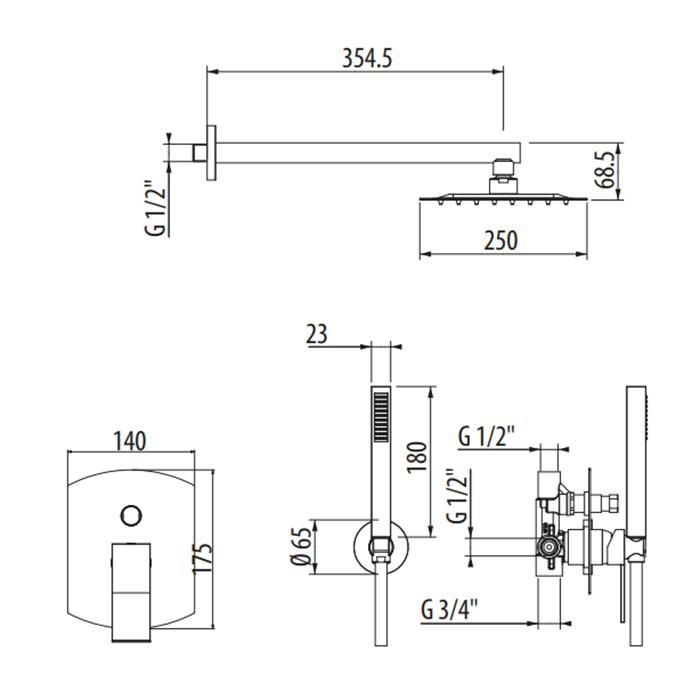 Душевой комплект Gattoni Ely 8890/PDC0 cr