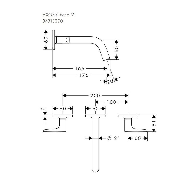 Смеситель для раковины Axor Citterio M 34313000