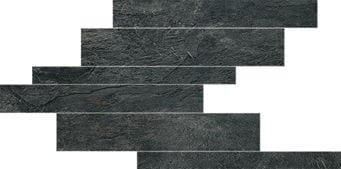 Мозаика Rex Ceramiche Ardoise Noir Modulo Listello Sfalsato 739367 21x40