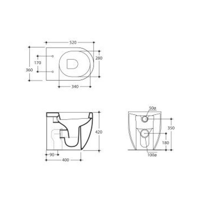 Унитаз приставной Kerasan Flo 311601 52х36