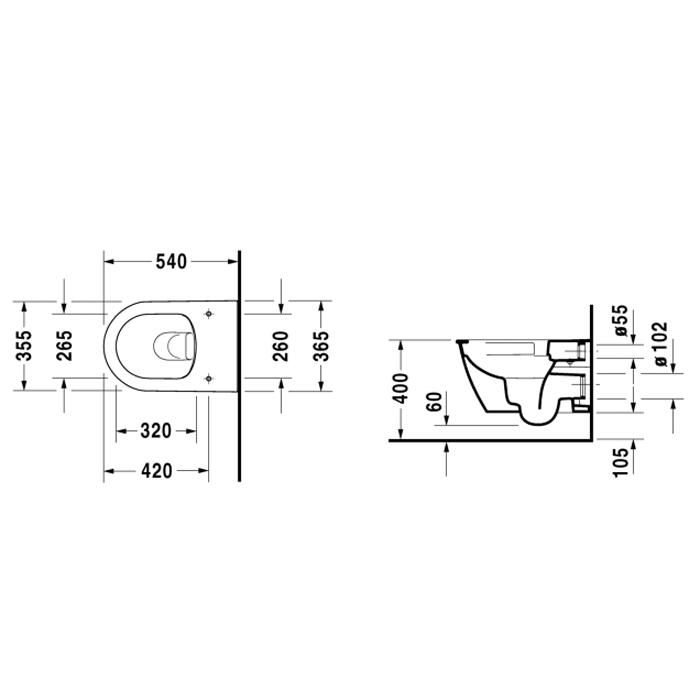Унитаз подвесной Duravit Darling New 2557090000 54x37