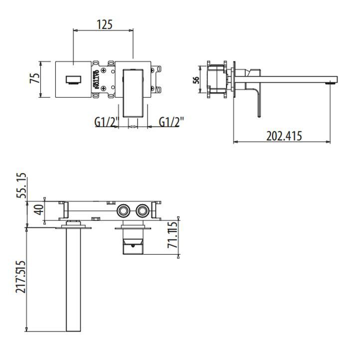 Смеситель для раковины Gattoni Kubik 2539/25COcr