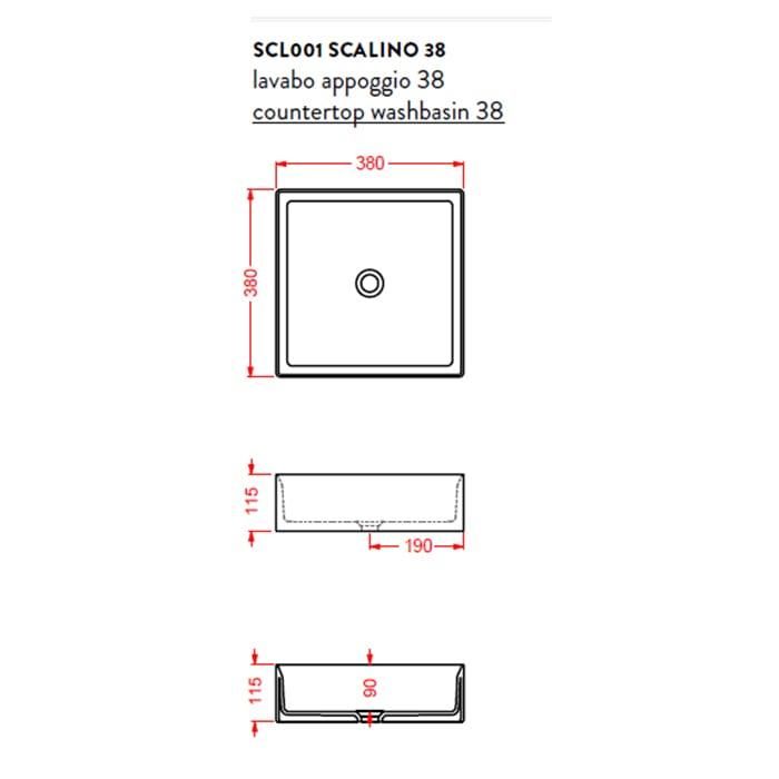 Раковина накладная Artceram Scalino SCL001 15 00 grigio oliva 38x38
