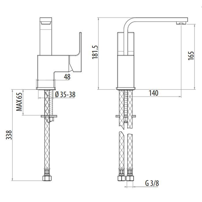 Смеситель для раковины Gattoni Kubik 2557/25COcr