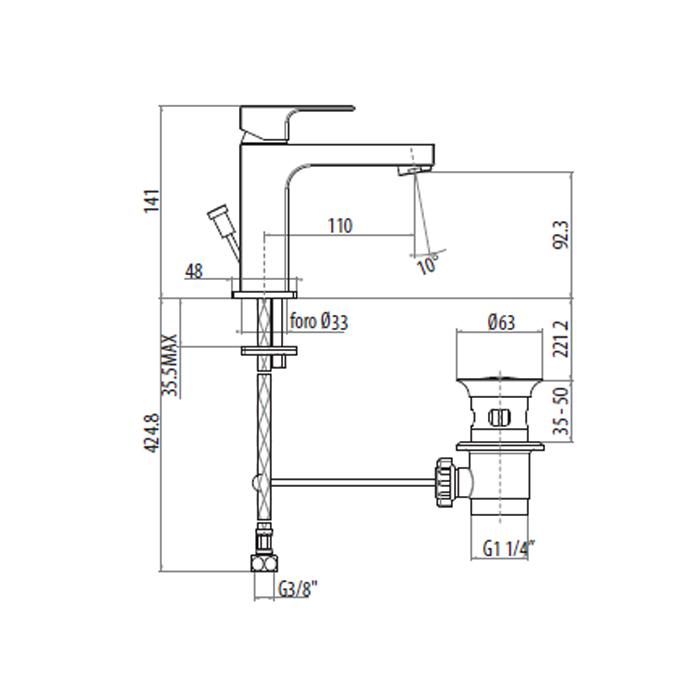Смеситель для раковины Gattoni Kubik 2576/25CO cr
