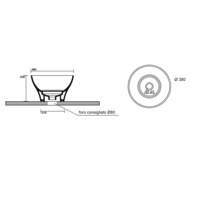 Раковина накладная Kerasan Deco Hurricane 480301 40х23