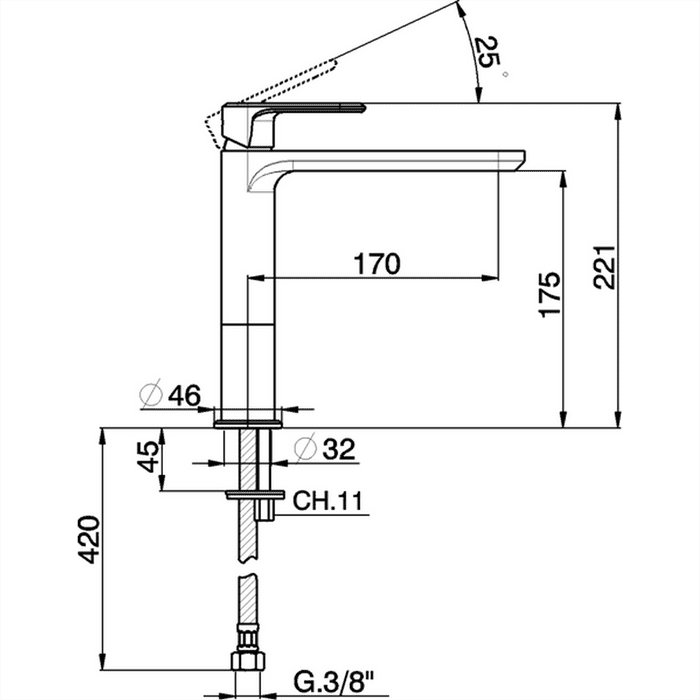 Смеситель для раковины Cisal Linea Viva LV00150021